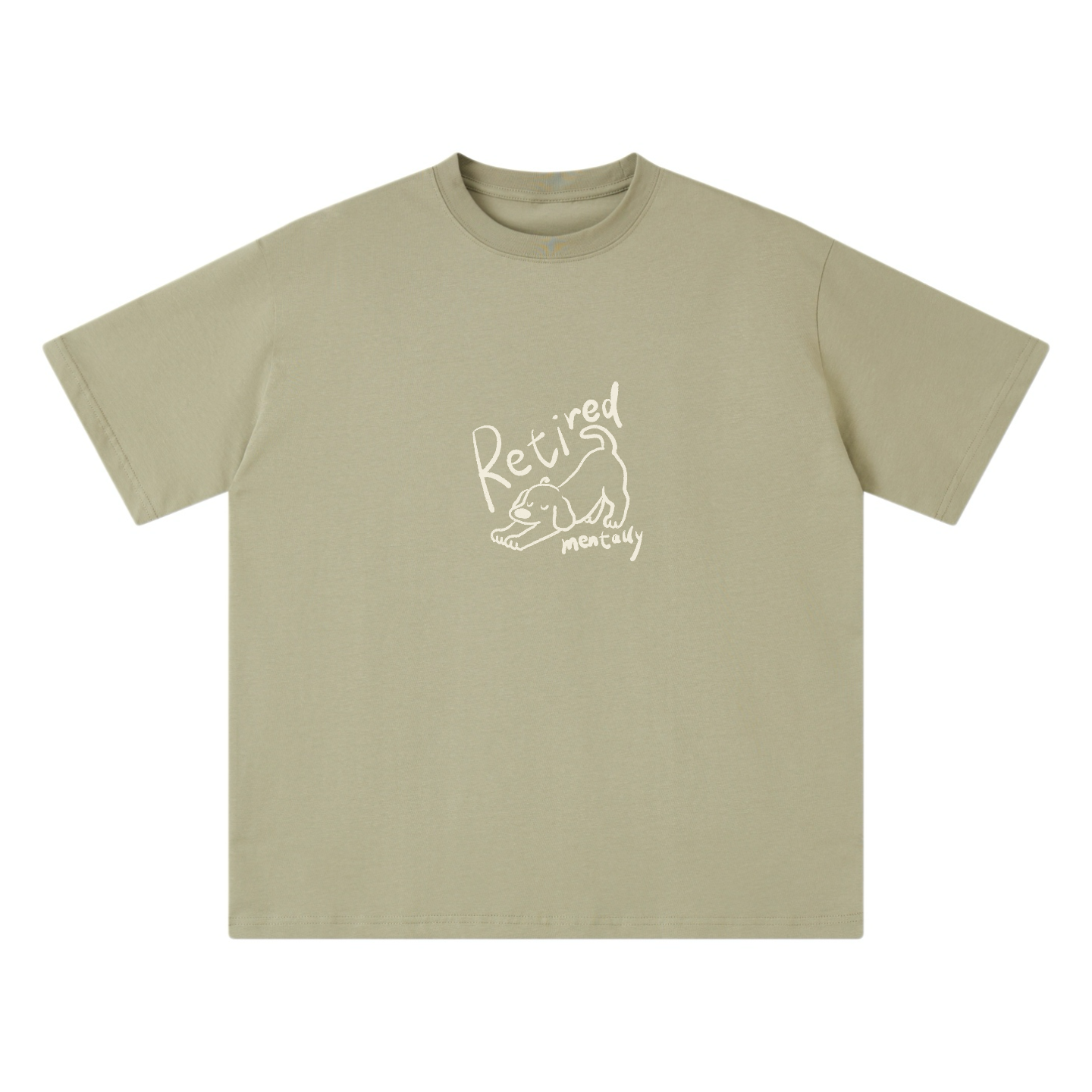 Wipe Away Retired Mentally Graphic Tee in Universal Khaki - Front View