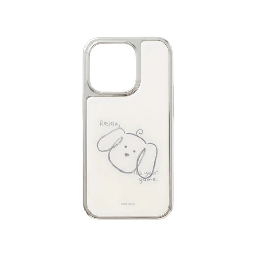 Wipe Away doodle dog phone case hand poured resin silver chrome indie brand
