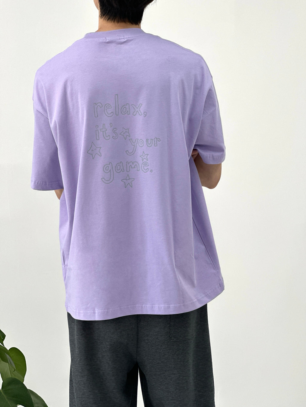 Hand-Printed Tee — "Relax Star" Graphic