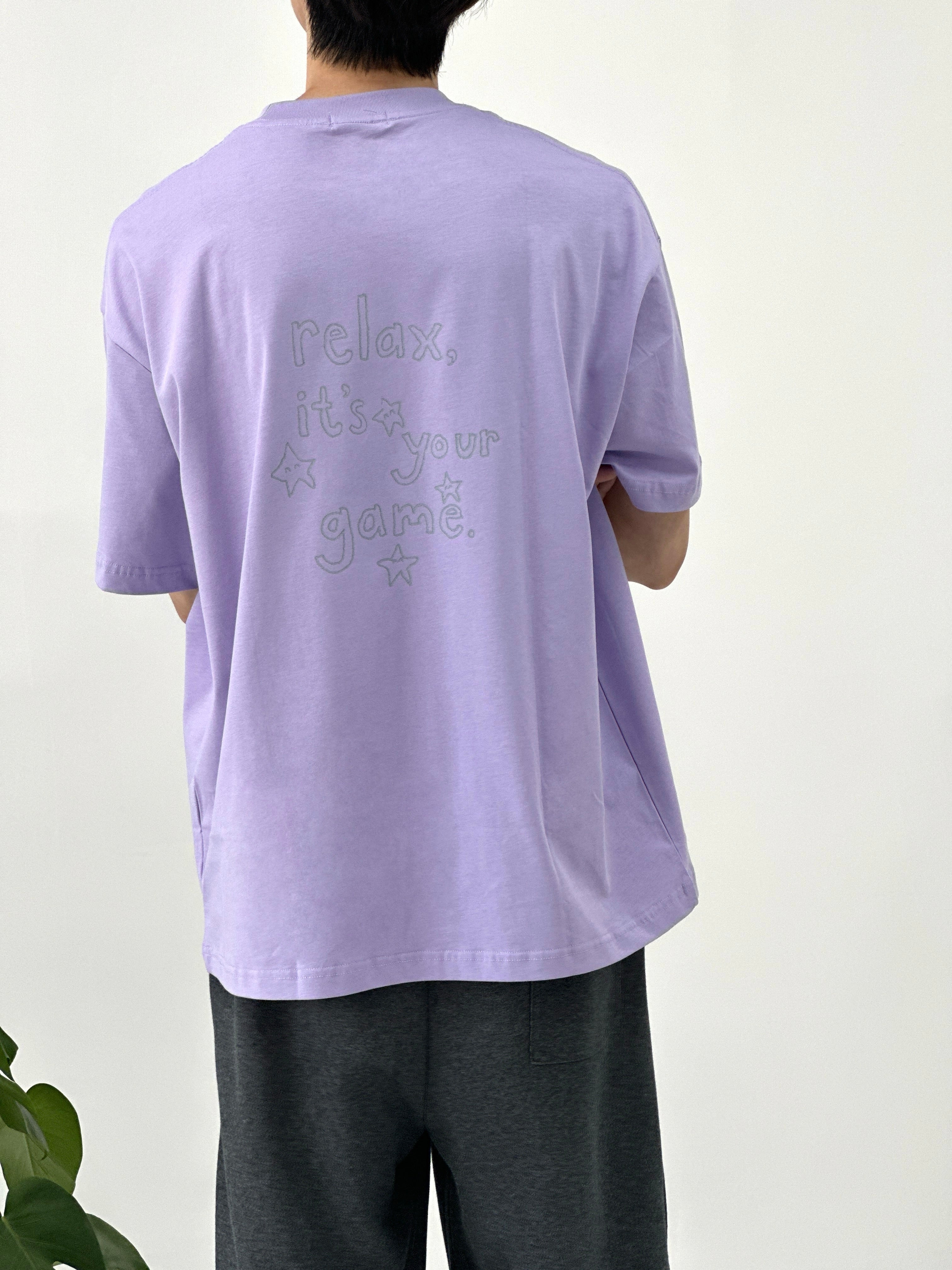 Hand-Printed Tee — "Relax Star" Graphic