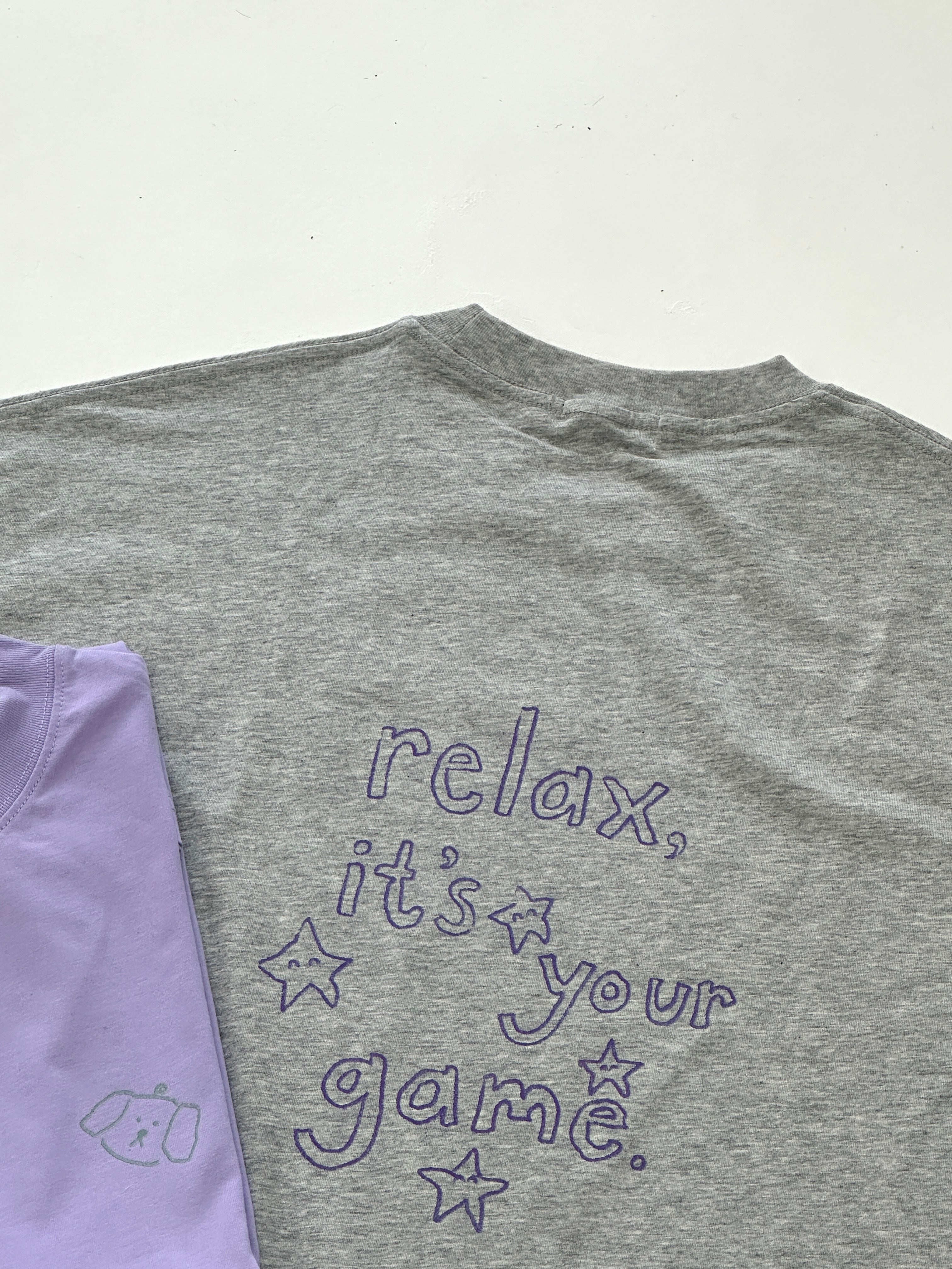 Hand-Printed Tee — "Relax Star" Graphic