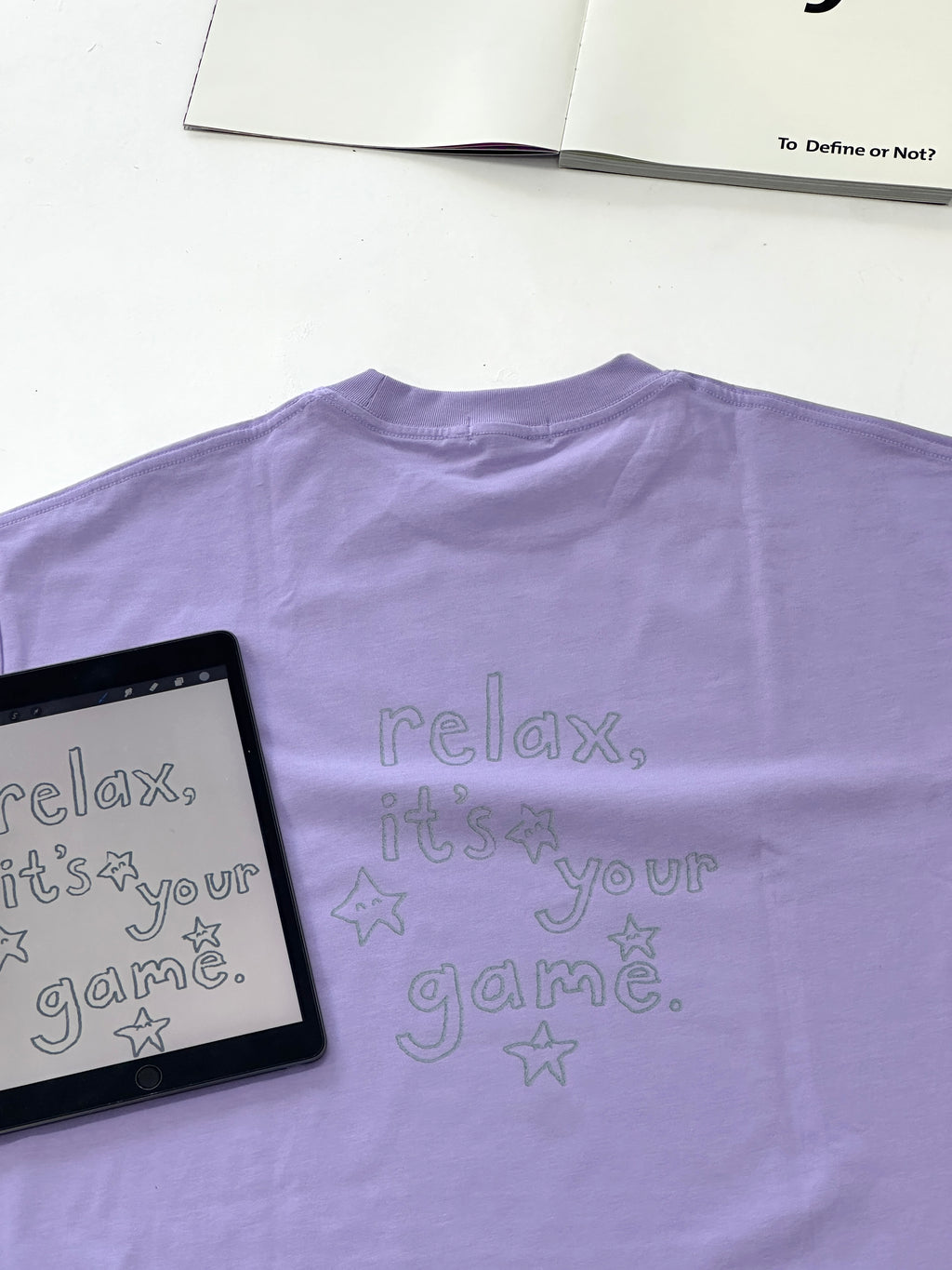 Hand-Printed Tee — "Relax Star" Graphic