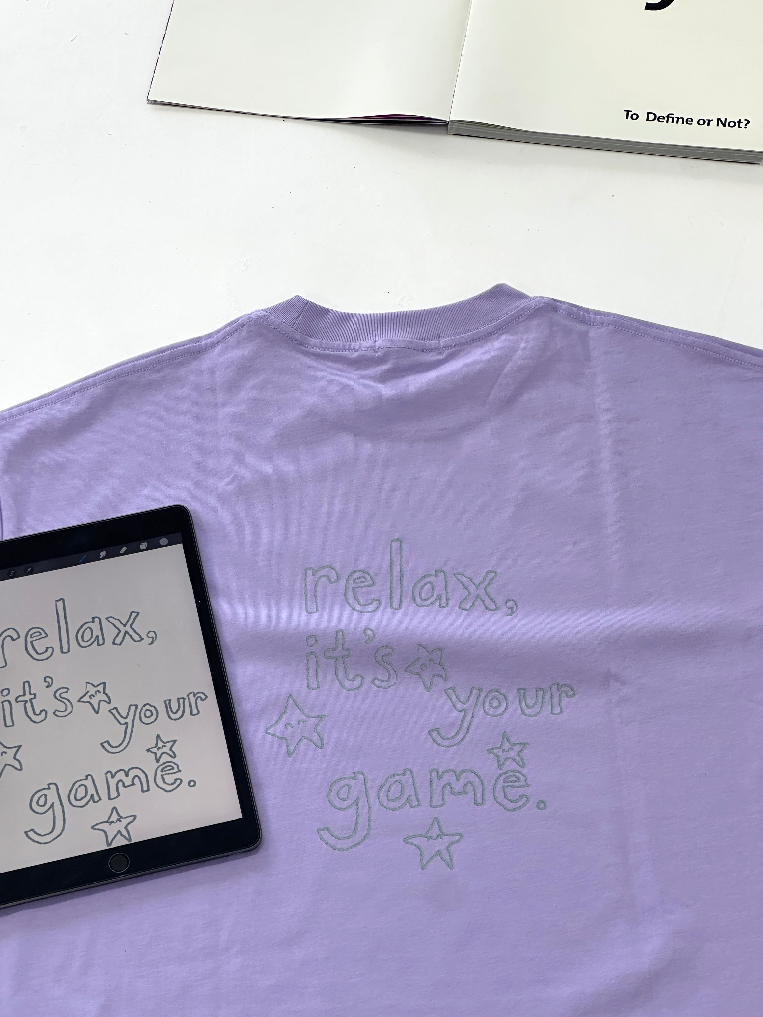 Hand-Printed Tee — "Relax Star" Graphic