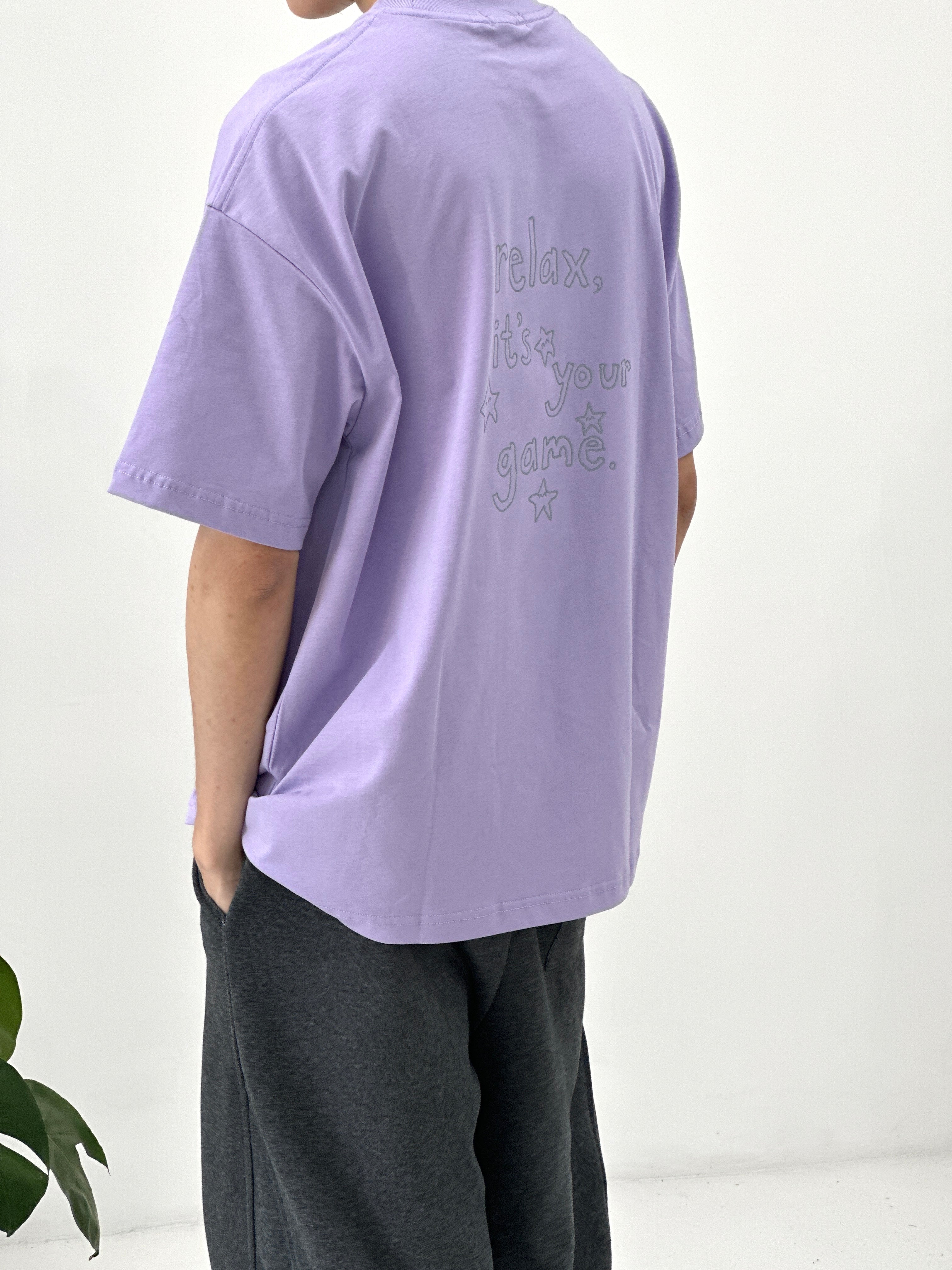 Hand-Printed Tee — "Relax Star" Graphic