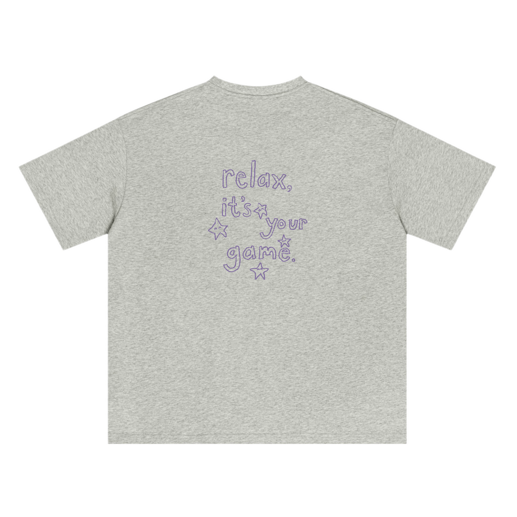 Wipe Away graphic tee in Heather Grey — oversized cotton tee with minimalist back graphic