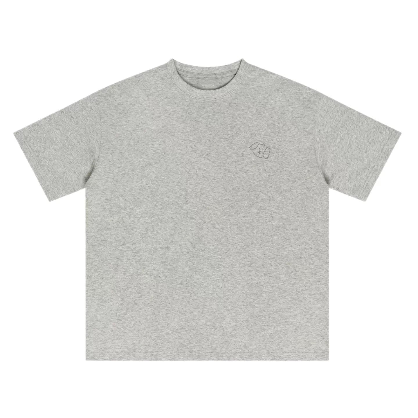 Wipe Away No Plan tee in Heather Grey — minimalist puppy logo, relaxed drop-shoulder fit
