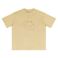 Wipe Away Polka Dot Puppy tee in Dune Apricot — retro dot print, relaxed drop-shoulder fit