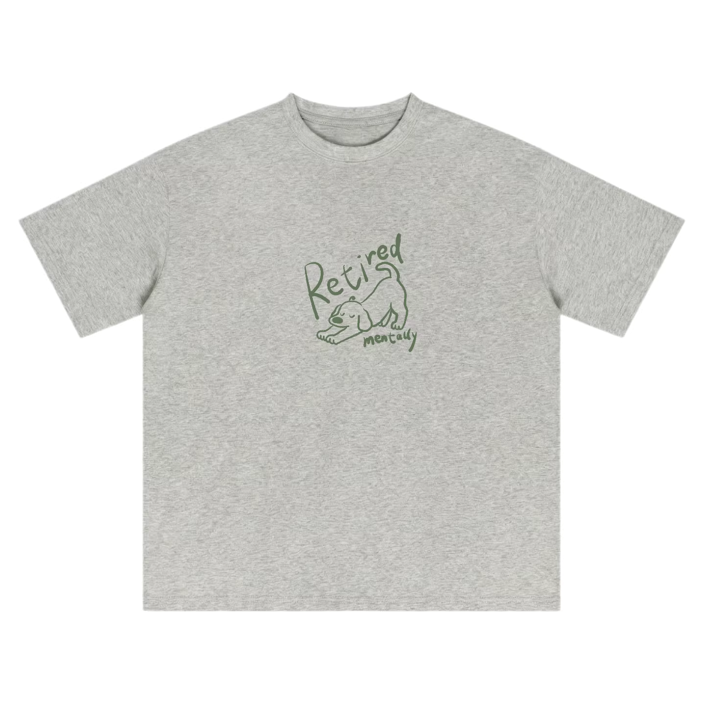 Wipe Away Retired Mentally Graphic Tee in Sustained Grey - Front View