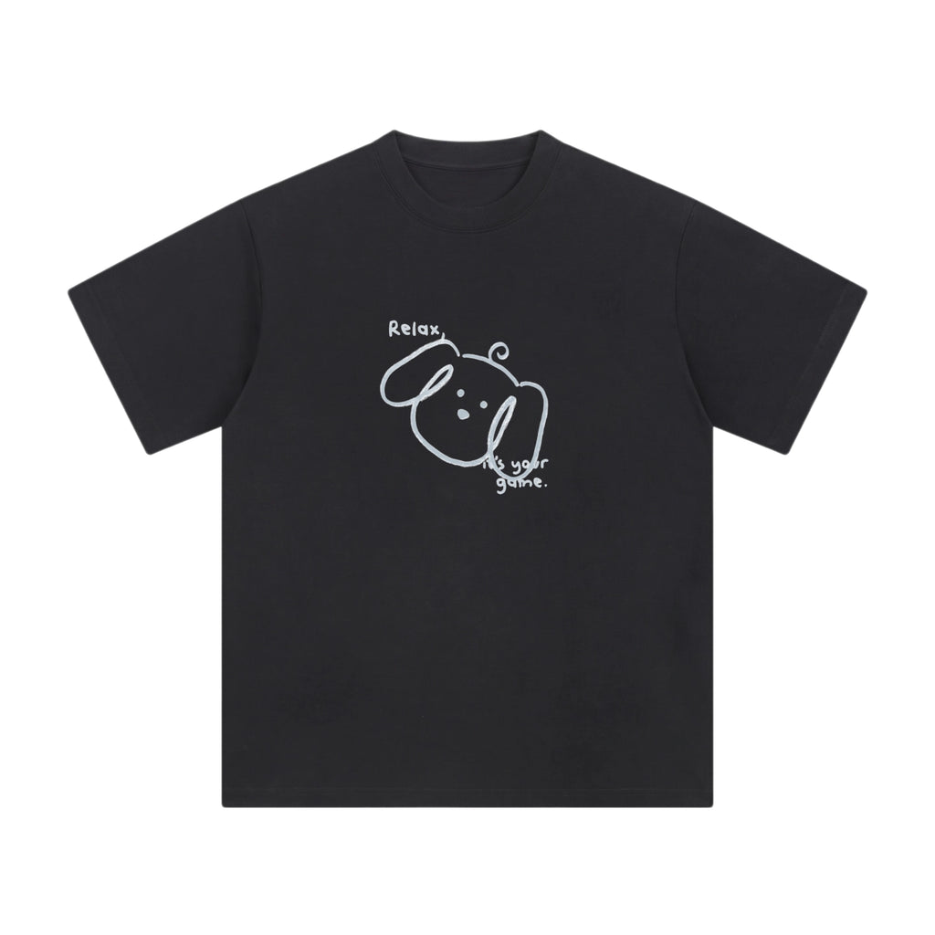 Hand-Printed Tee — "Relax, It's Your Game" Graphic