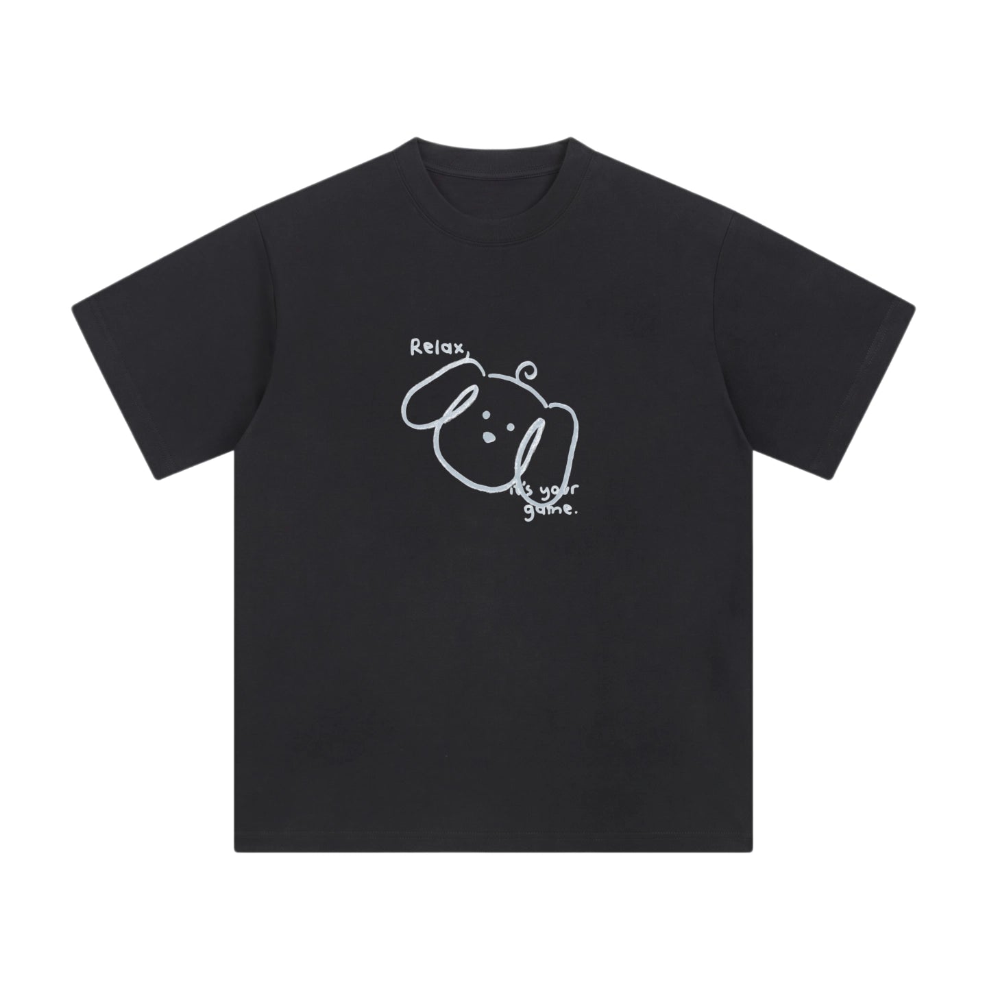 Hand-Printed Tee — "Relax, It's Your Game" Graphic