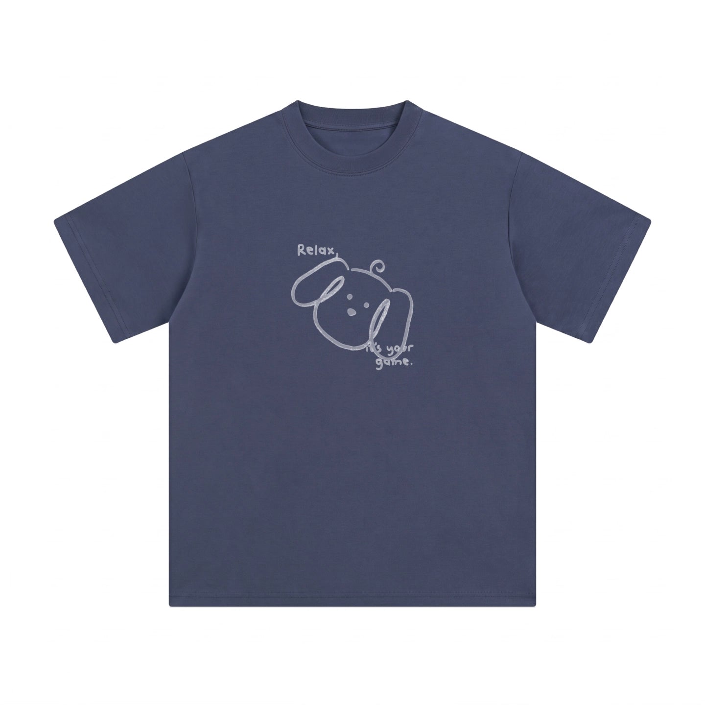 Hand-Printed Tee — "Relax, It's Your Game" Graphic