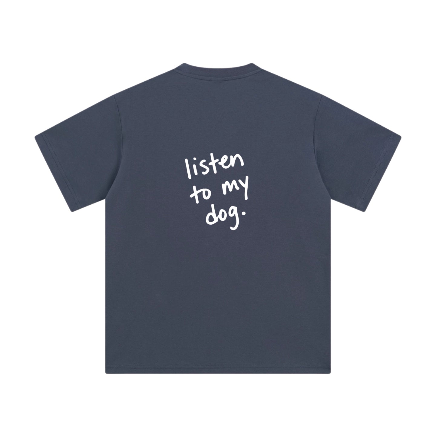 hand printed dog lover graphic tee navy slow fashion made to order