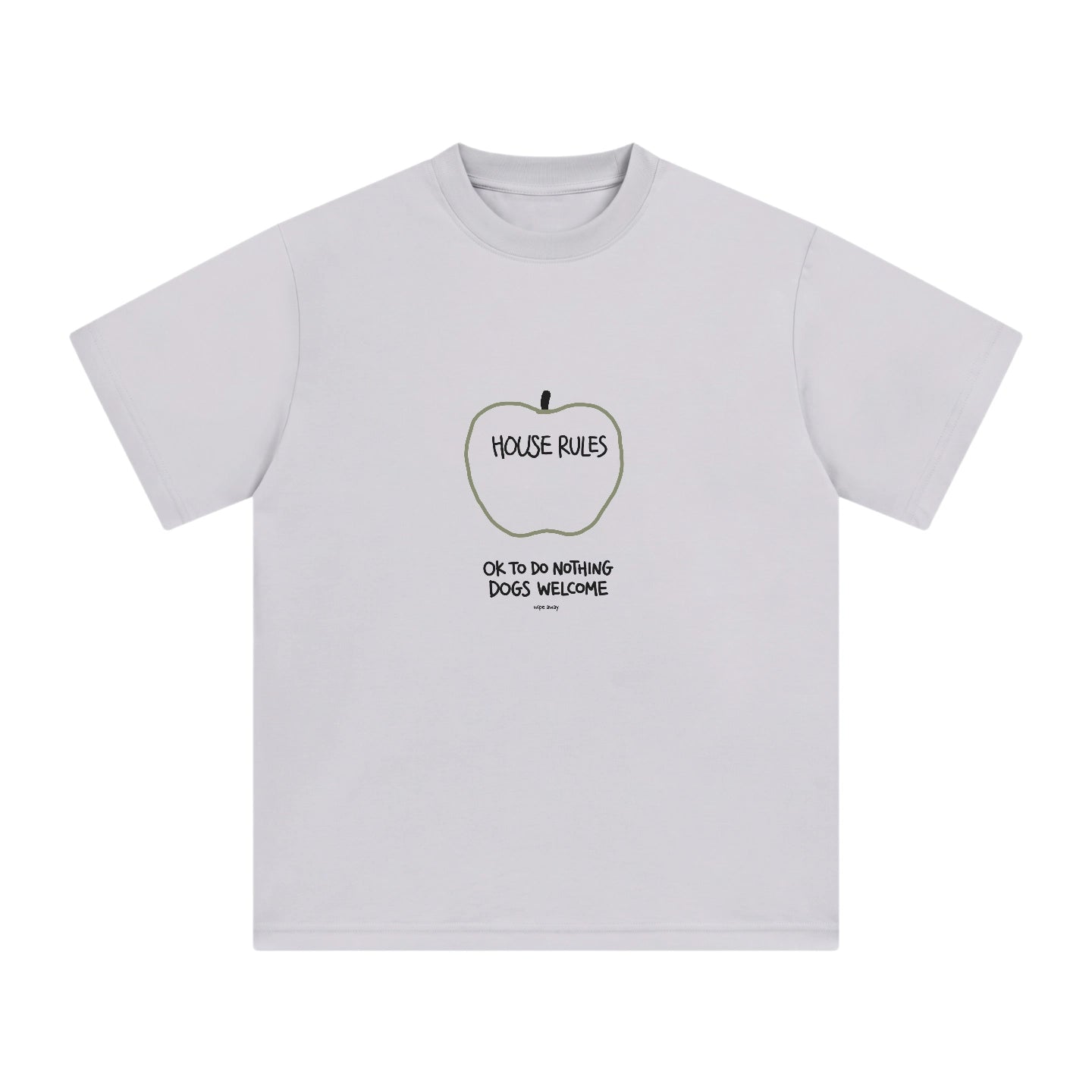 Wipe Away hand printed graphic tee heather grey independent brand made to order