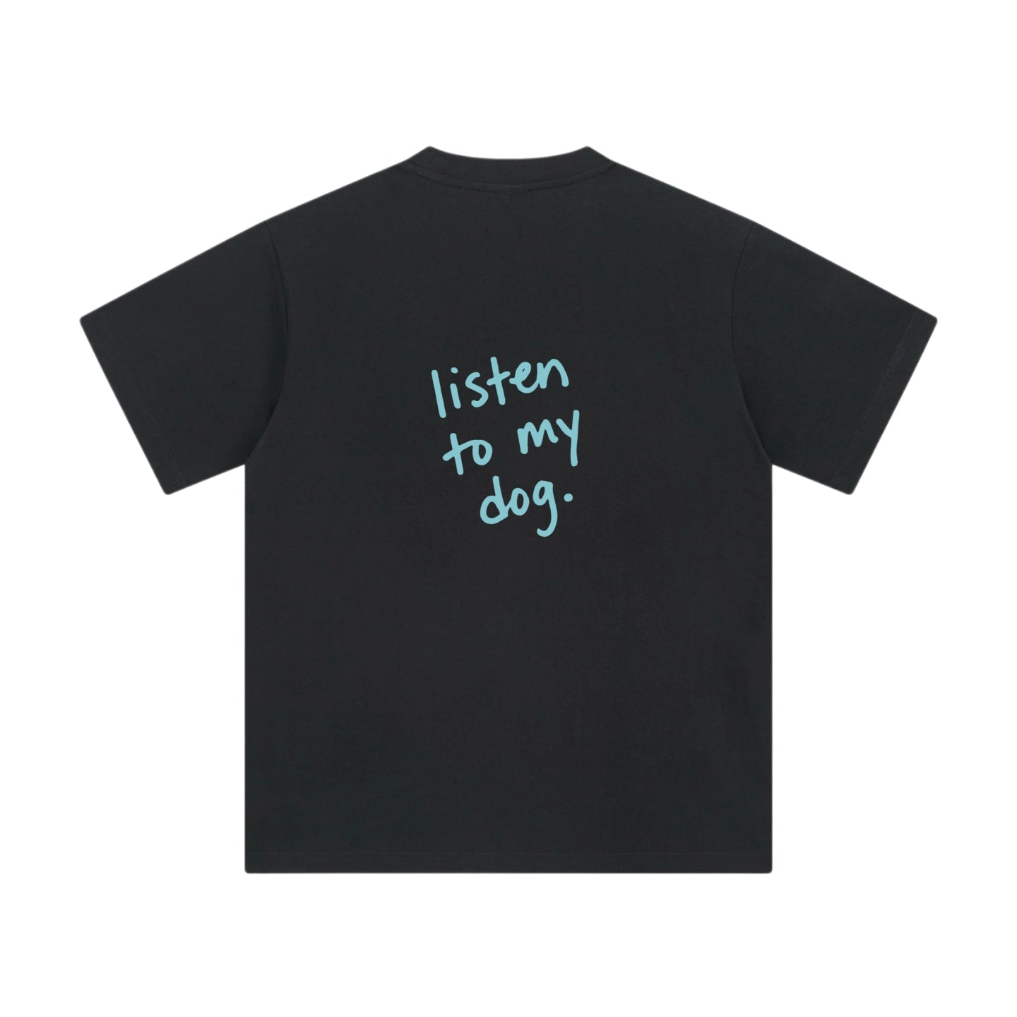 Wipe Away Listen to My Dog hand printed graphic tee black indie brand