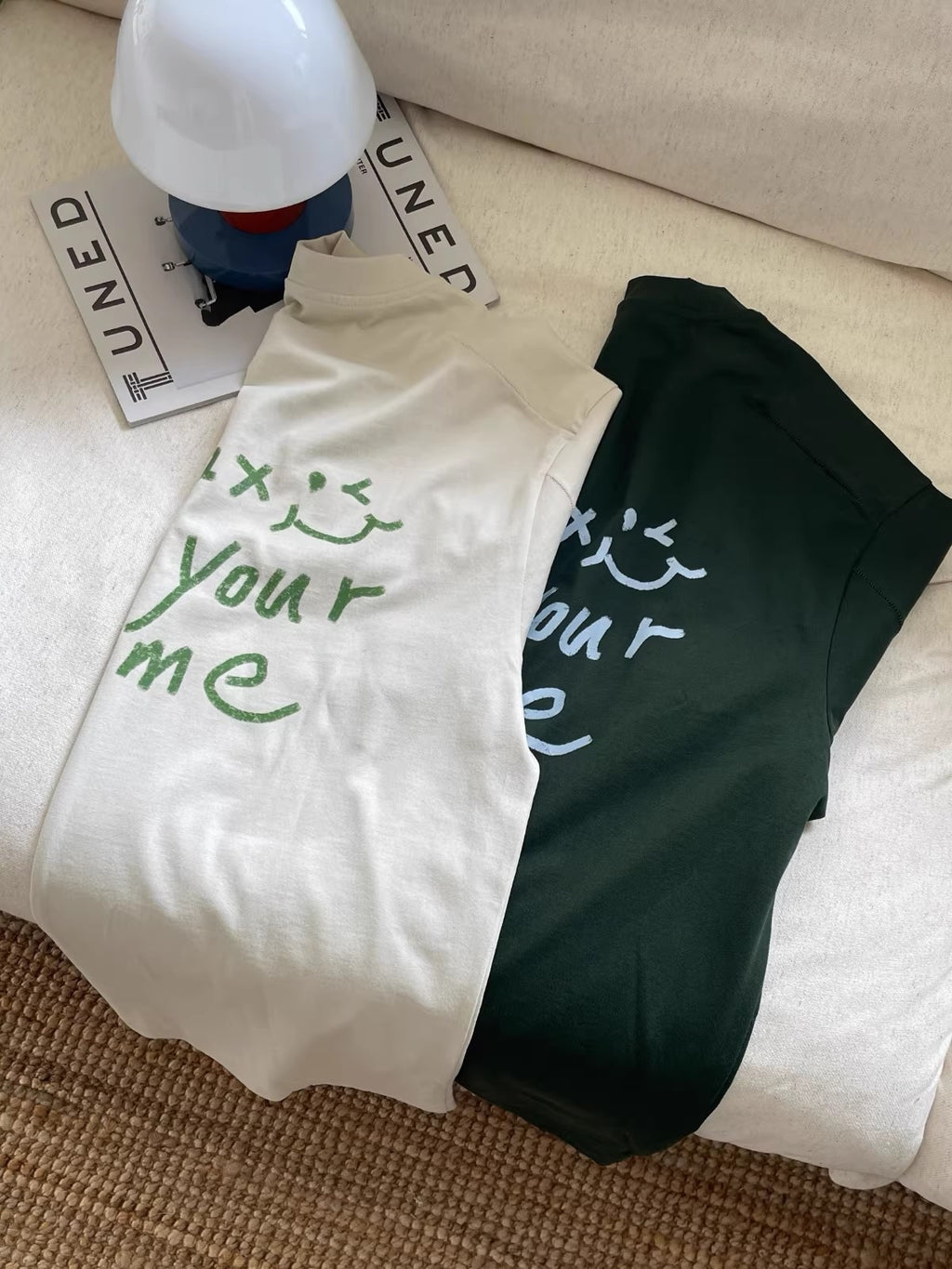 Hand-Printed Tee — "Relax, It's Your Game" Flatlock Stitch Graphic