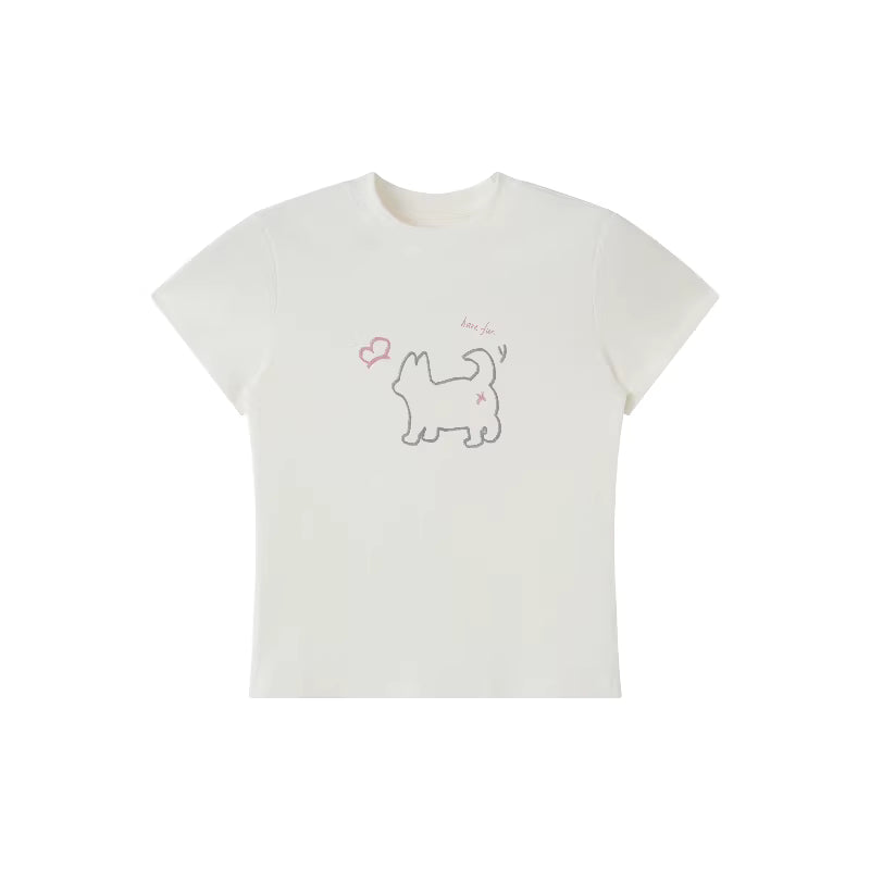 Wipe Away 220g Cotton Stretch Fitted Tee in Cloud Dancer - slim fit front view