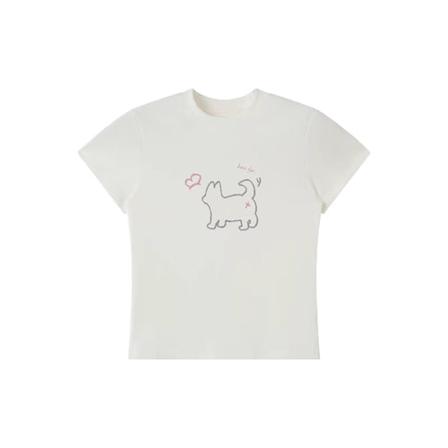 Wipe Away 220g Cotton Stretch Fitted Tee in Cloud Dancer - slim fit front view