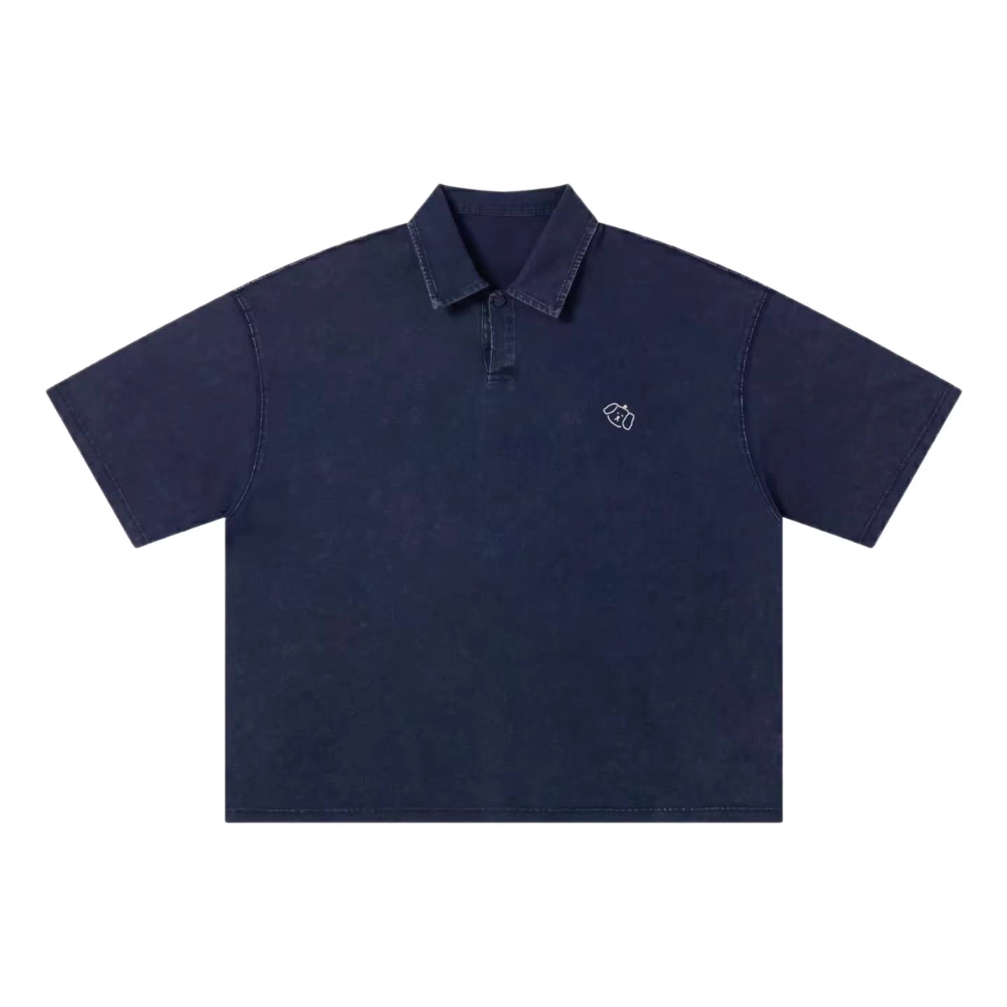 Wipe Away 280g Vintage Washed Oversized Polo in Offline Blue - drop shoulder streetwear fit
