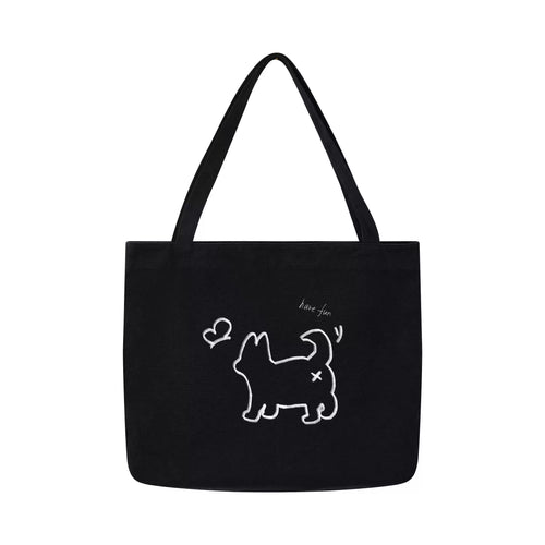 Classic Graphic Canvas Tote Bag in Classic Black - Wipe Away